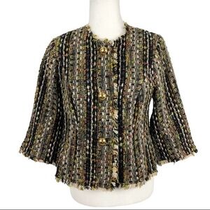 CAbi Paris Boucle Tweed Wool Blend Lady Blazer Style 175 Sz S